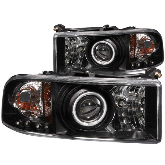 Anzo 1994-2001 Dodge Ram Projector Headlights w/ Halo Black — 14H10