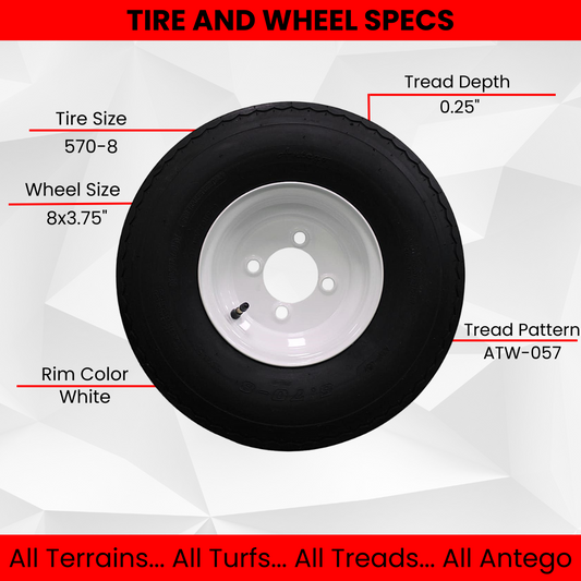 Antego Tire and Wheel (Set of 1) 5.70x8 Trailer Tire and Wheel Assemblies (2)