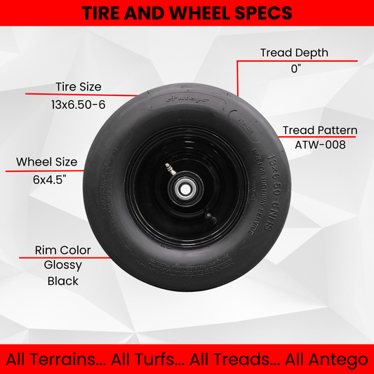 13x6.50-6 4 Ply Smooth with 6x4.5 Black Wheel Assembly (Qty: 1)