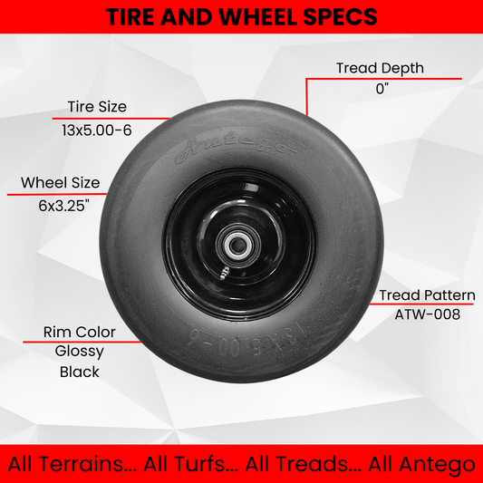 13x5.00-6 Black No Flat Front Solid Tire Puncture Proof Assembly (2 PACK) Replaces