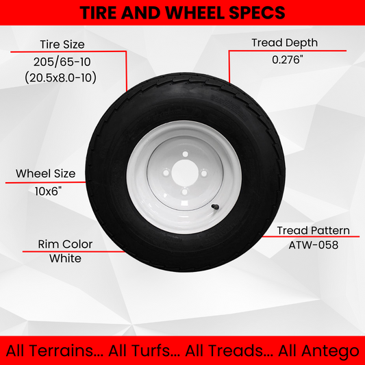 (Set of 2) 205/65-10 20.5x8.0-10 10 ply Load Range E super durable Antego Trailer Tire (2)