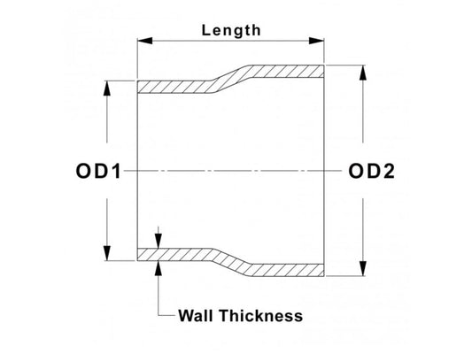 HPS Performance Products HPS 4" - 4-1/2" OD, 7" long 6061 Aluminum Step Up Transition