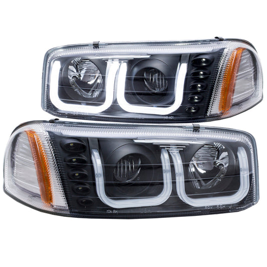 Anzo 1999-2006 Gmc Sierra 1500 Projector Headlights w/ U-Bar Black