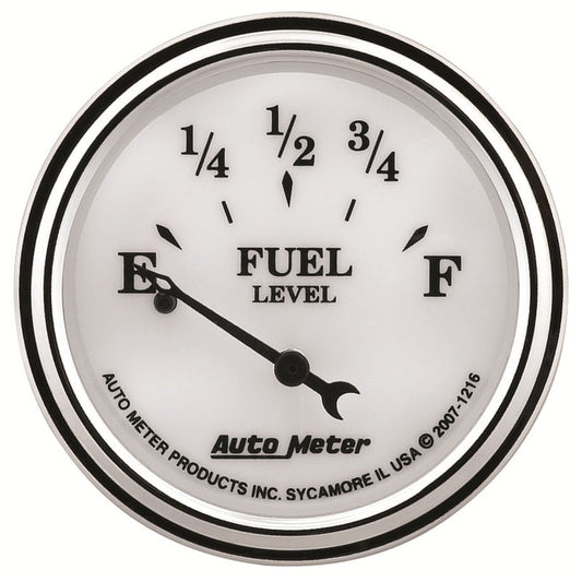 AutoMeter Gauge Fuel Level 2-1/16in. 240 Ohm(e) to 33 Ohm(f) Elec Old Tyme White II 1216