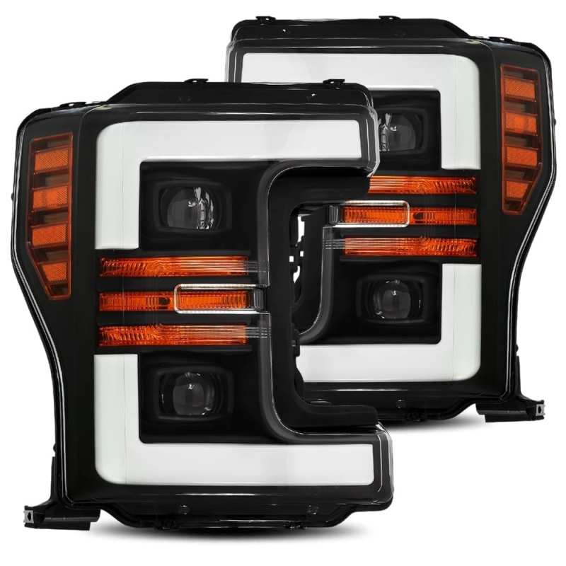 AlphaRex 17-19 Ford F-250 SD PRO-Series Proj Headlight Plnk Style Matte Blk w/Activ