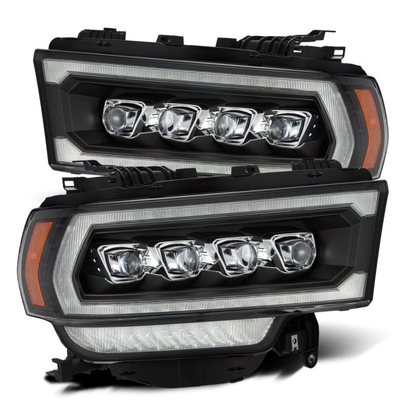 AlphaRex 19-21 Ram 2500 NOVA LED Proj Headlights Plank Style Black w/Activ Light/Seq