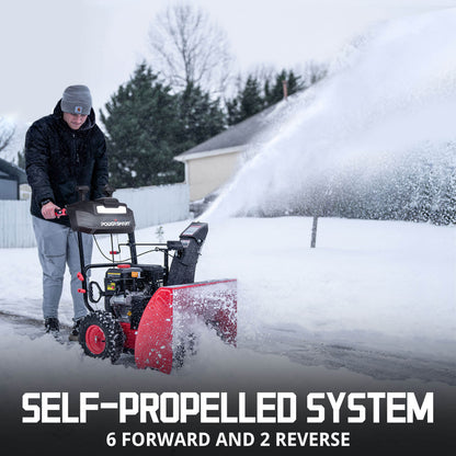 PowerSmart 26" 208cc Two Stage Self-Propelled Gas Snow Blower w/ Electric Start