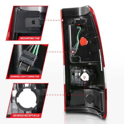 ANZO 1999-2002 Chevy Silverado 1500 LED Taillights Plank Style Black w/Clear Lens 311324
