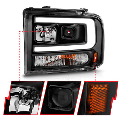 ANZO 99-04 Ford F250/F350/F450/Excursion (excl 99) Projector Headlights — 8M6SN