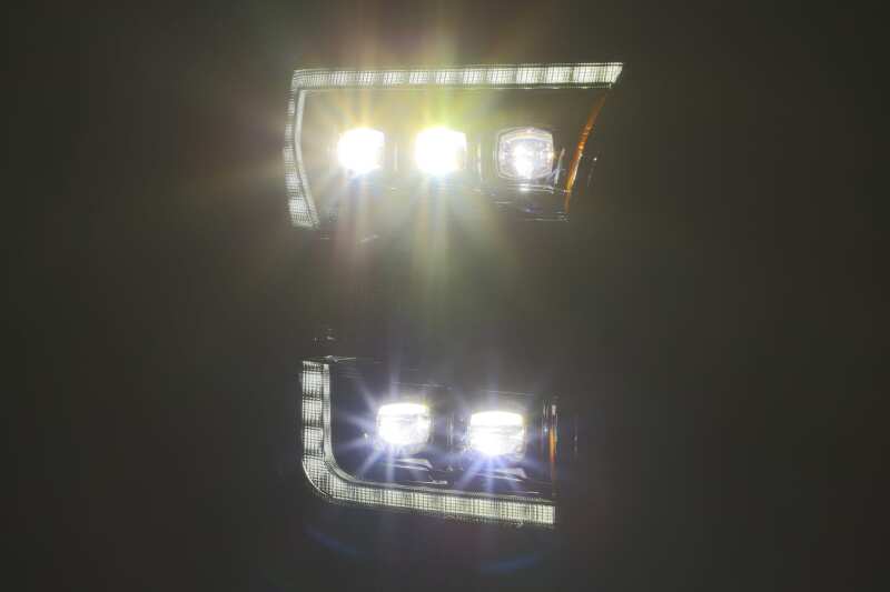 AlphaRex 17-20 Ford Raptor NOVA LED Proj Headlights Plank Style Alpha Black w/Activ