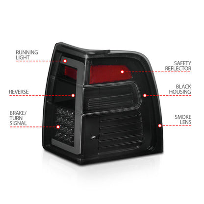 ANZO 07-17 Ford Expedition LED Taillights w/ Light Bar Black Housing Smoke Lens 311409