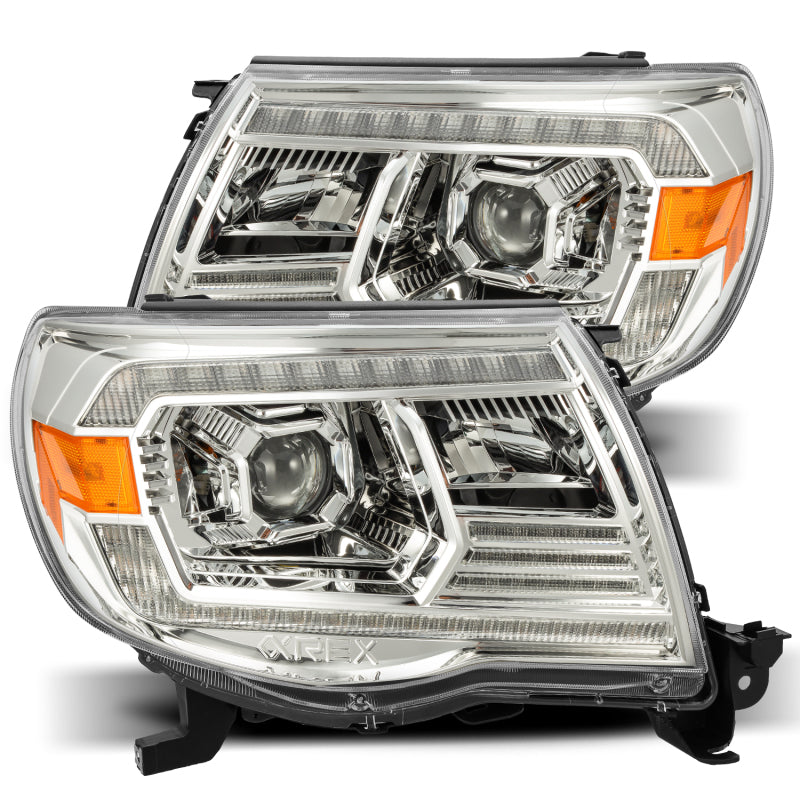 AlphaRex 05-11 Toyota Tacoma LUXX LED Projector Headlights Plank Style Chrome