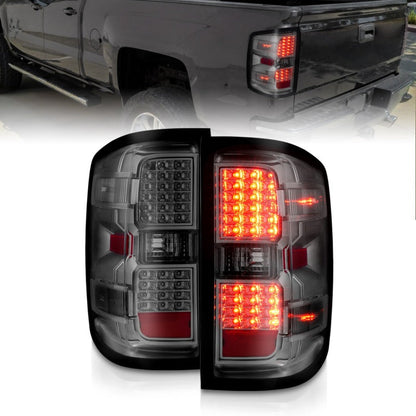 ANZO 15-19 Chevy Silverado 2500HD/3500HD (Factory Halogen Only) LED Tail Lights Smoke