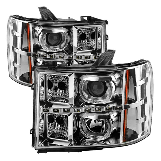 SPYDER Xtune GMC Sierra 1500/2500/3500 07-13 Projector Headlights LED Halo- Chrome PRO-JH-GSIE07-CFB-C 9032288