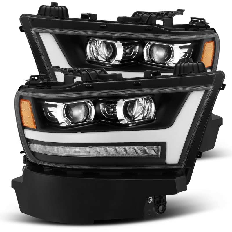 AlphaRex 19-20 Dodge Ram 1500 LUXX LED Proj Headlights Plnk Style Black w/Activ Light/Seq