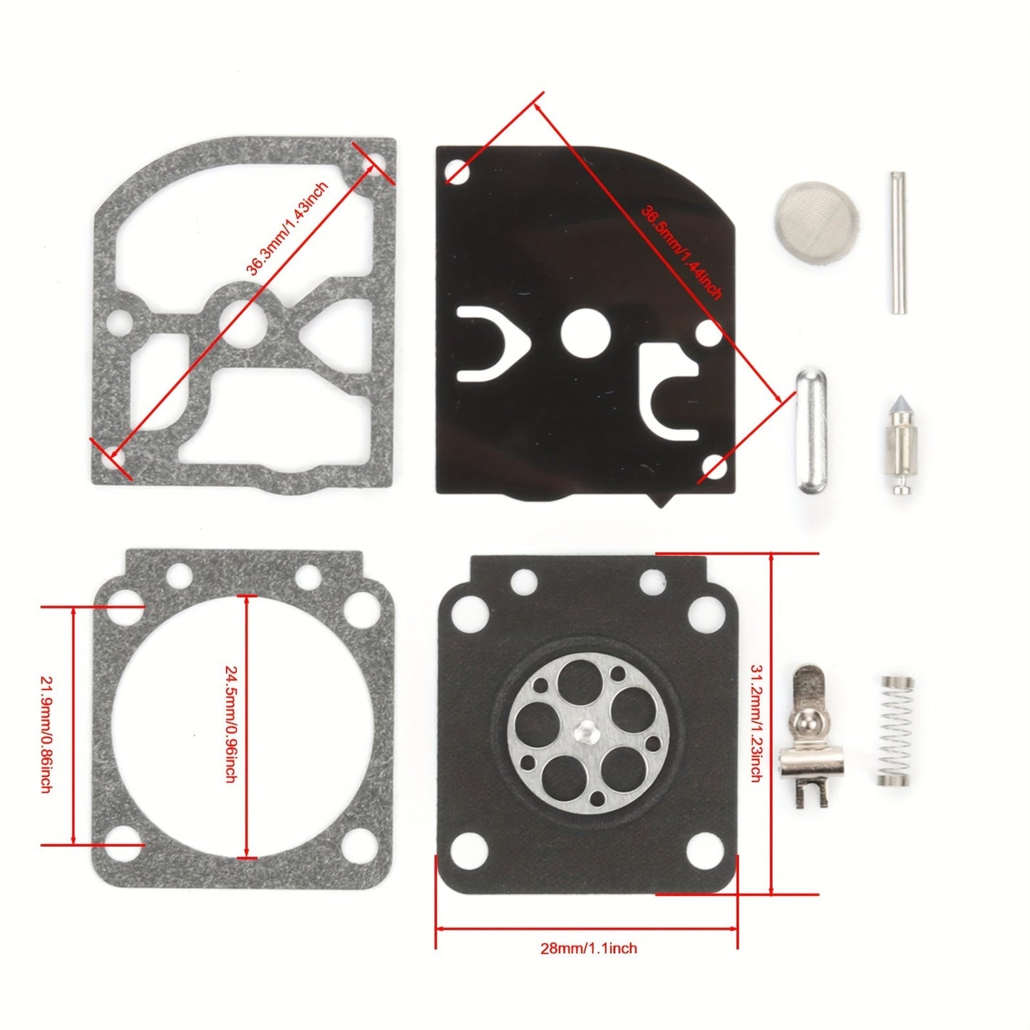 Carburetor Rebuild Kit for Poulan PP3516 PP3816 PP4018 — Replaces C1M-W26