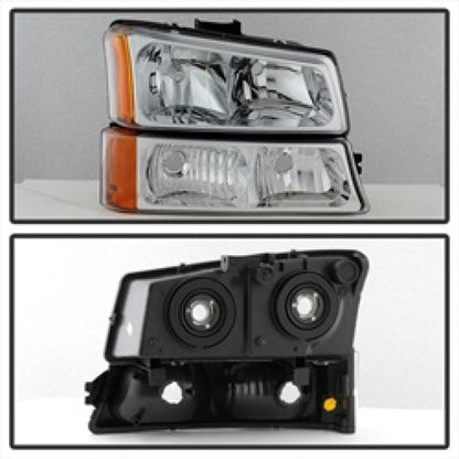 Spyder Xtune Chevy Silverado 2500HD 03-06 Crystal Headlights w/ Bumper Lights Chrome