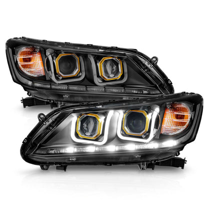Anzo 2013-2015 Honda Accord Projector Headlights w/ U-Bar Black