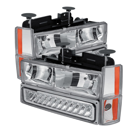 SPYDER Xtune GMC Yukon 92-93 Crystal Headlights w/ Corner & LED Bumper Chrome HD-JH-GMCCK88-LED-AM-C-SET 5073549