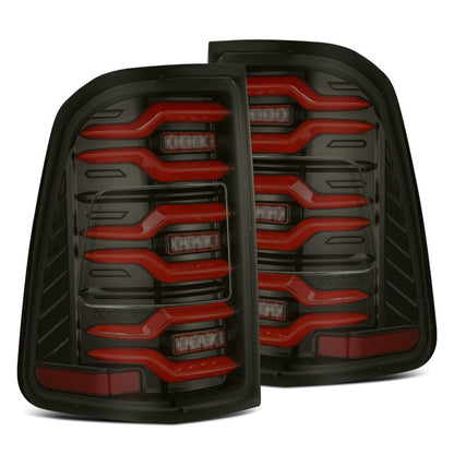 AlphaRex 19-21 Dodge Ram 1500 Luxx-Series LED Tail Lights Black/Red w/Activ Light/Seq