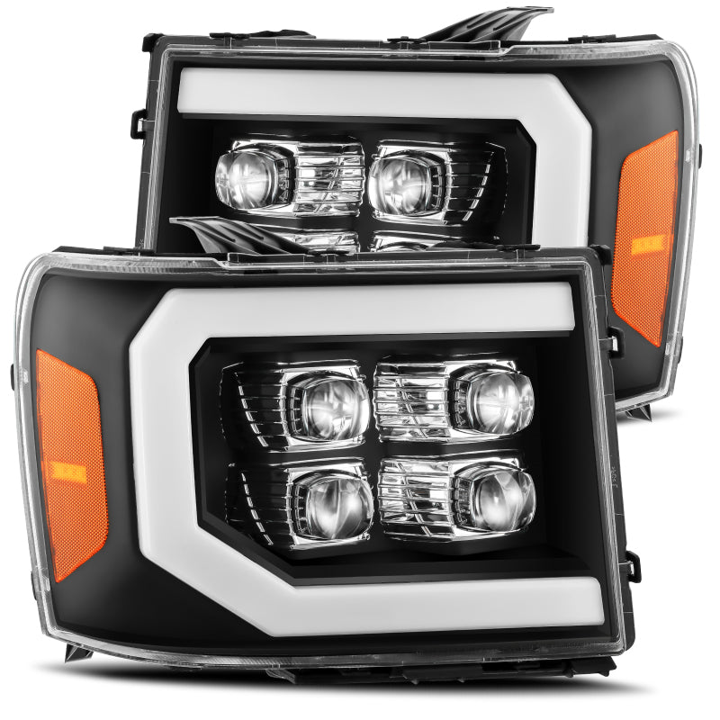 AlphaRex 07-13 GMC 1500HD NOVA LED Proj Headlights Plank Style Chrome w/Activ Light/Seq