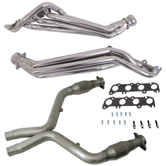 BBK 11-14 Ford Mustang GT 1-3/4 Long Tube Headers w/High Flow Catted Mid Pipe (Silver Ceramic) 16333