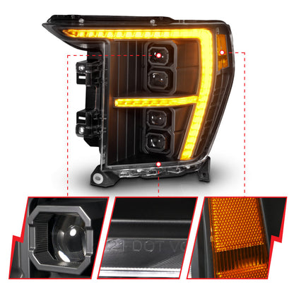 ANZO 21-23 Ford F-150 (w/Factory Halogen) Z-Series Full LED Proj Headlights - Pass. Side ONLY 111593X-R
