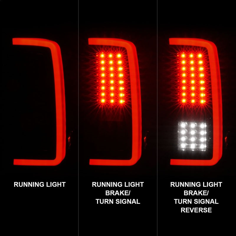 ANZO 2007-2013 Chevrolet Silverado1500/ 2500/ 3500 LED Tail Lights w/ Light Bar Black