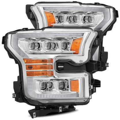 AlphaRex 17-20 Ford Raptor NOVA LED Proj Headlights Plank Style Chrm w/Activ Light