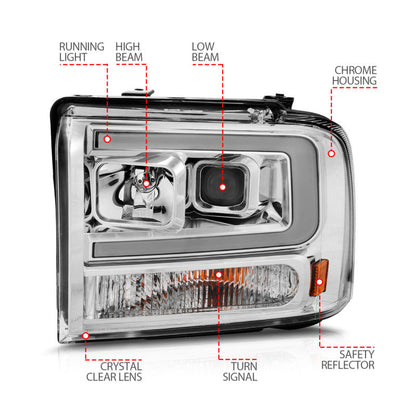 ANZO 99-04 Ford F250/F350/F450/Excursion (excl 99) Projector Headlights