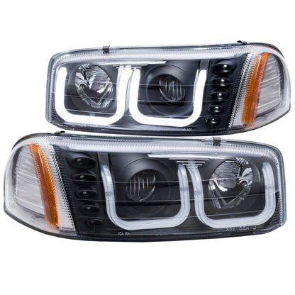 Anzo 1999-2006 Gmc Sierra 1500 Projector Headlights w/ U-Bar Black