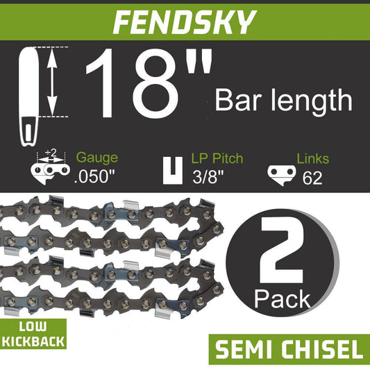 Chainsaw Chain for Ryobi 18" 3/8 62DL 8LP RY10532 RY43006 (2-Pack)