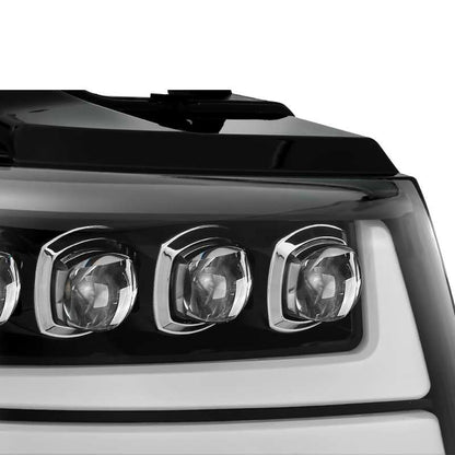 AlphaRex 07-13 Chevy Avalanche NOVA LED Proj Headlights Plank Style Gloss Black w/Activ
