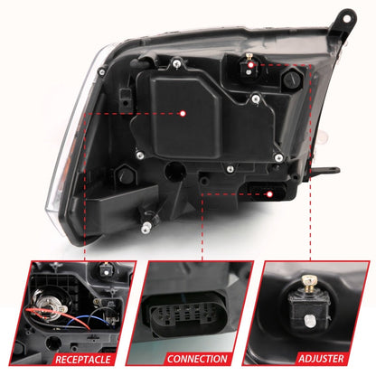 ANZO 2009-2018 Dodge Ram 1500 Projector Plank Style Switchback H.L Halo Chrome Amber (OE Style) 111440