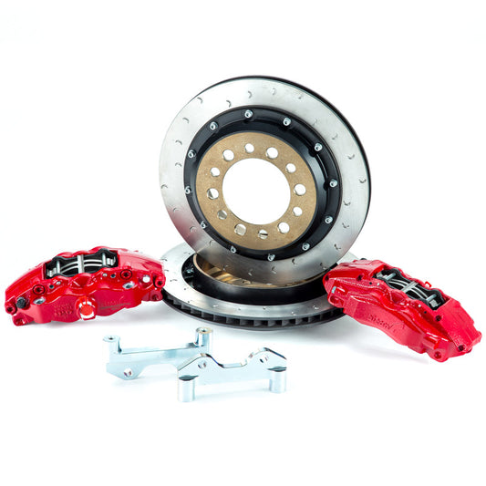 Alcon 07+ Jeep JK w/ 6x5.5in Hub 355x22mm Rotor 4-Piston Red Calipers Rear Brake Upgrade Kit BKR5059D17