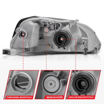 Anzo 1999-2000 Honda Civic Crystal Headlights Black