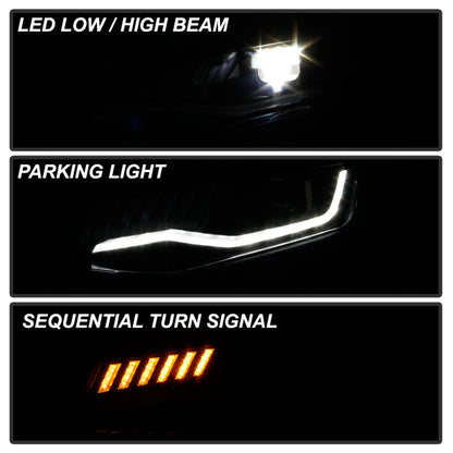 Spyder Chevy Camaro 16-18 HID Model Full LED Headlights Black PRO-YD-CCAM16HIDAP-SEQ-BK 5087355