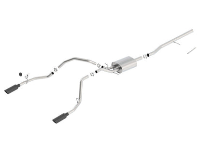 Borla 14 Sierra 1500 C/B S-Type Exh/2.75in Into Dual 2.25in Out 4in Split Rear Exit-Black Chrome 140536BC