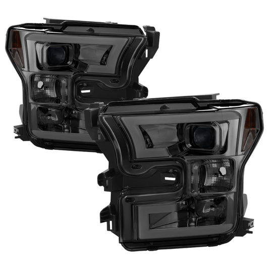 Spyder Ford F150 2015-2017 Projector Headlights - Light Bar DRL LED - Smoke PRO-YD-FF15015-LBDRL-SM 5083678