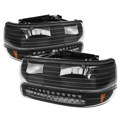 SPYDER Xtune Chevy TahOE 00-06 Headlights w/ LED Bumper Lights Amber Black HD-JH-CSIL99-LED-SET-BK 5069467