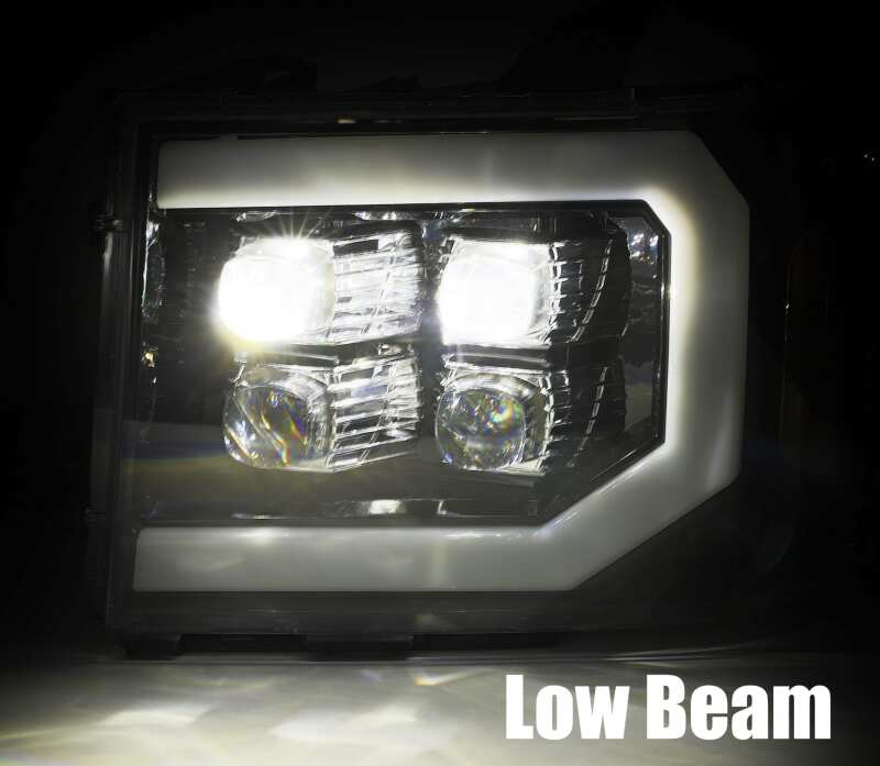 AlphaRex 07-13 GMC 1500HD NOVA LED Proj Headlight Plank Style Gloss Blk w/Activ Light/Seq