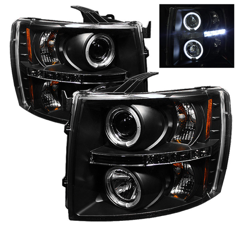 Spyder Chevy Silverado 1500 07-13 Projector Headlights LED Halo LED Blk Pro-Yd-CS07-Hl-Bk