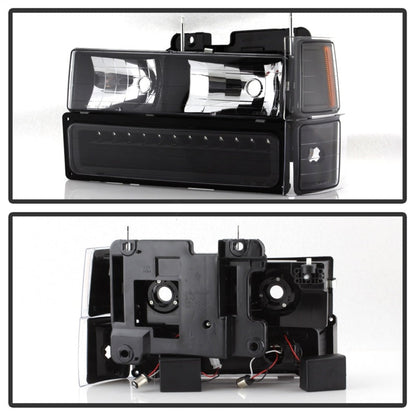SPYDER Xtune 92-94 Blazer Full Size Corner/LED Bumper Headlights Black HD-JH-CCK88-LED-AM-BK-SET 5069542