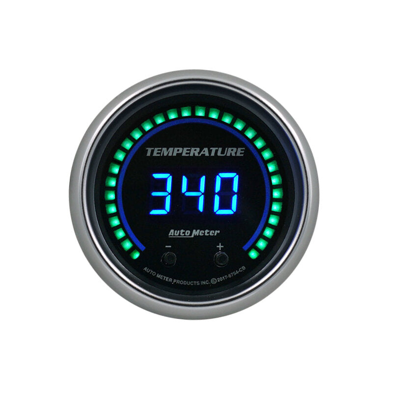 Autometer 52.4mm Black Switchable 60-340 Degrees F / 40-170 Degrees C Cobalt Elite