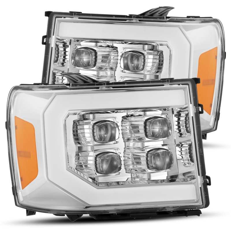 AlphaRex 07-14 GMC 2500HD NOVA LED Proj Headlight Plank Style Matte Blk w/Activ Light/Seq