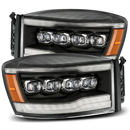 AlphaRex 06-08 Dodge Ram 1500HD NOVA LED ProjHeadlights Plank Style Blk w/Seq