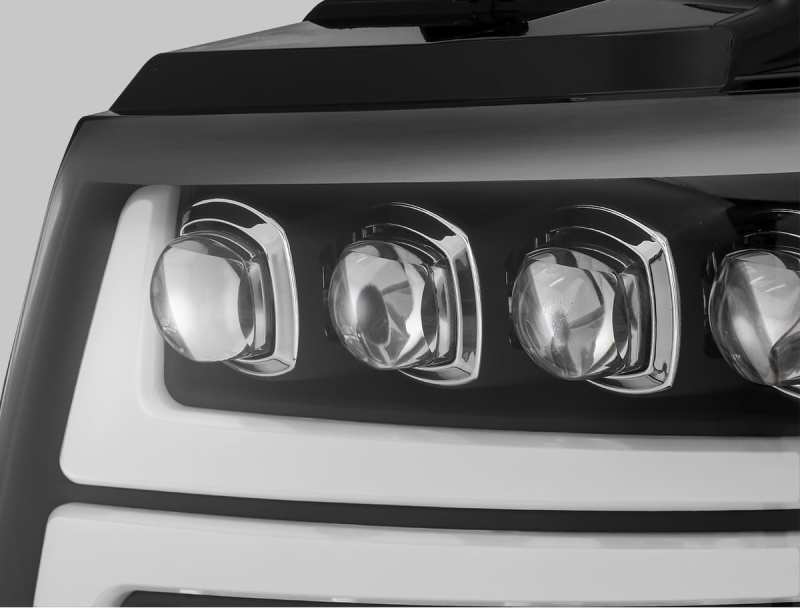 AlphaRex 07-13 Chevy AvalancheáNOVA LED Proj Headlights Plank Style Matte Black w/Activ
