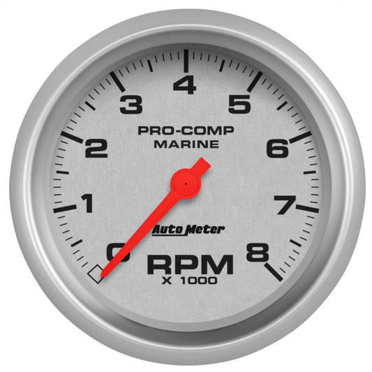 Autometer Marine Silver 3-3/8in 8k RPM Tachometer 200779-33