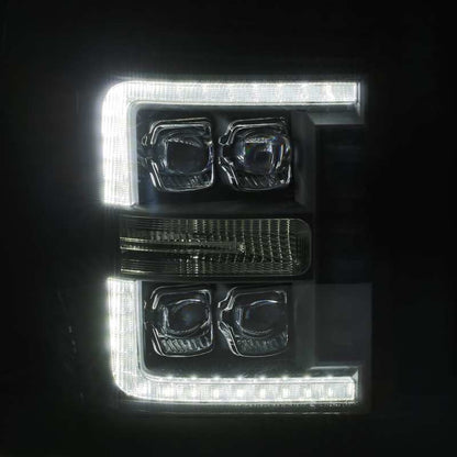 AlphaRex 11-16 Ford F-350 SD NOVA LED Proj Headlights Plank Style Chrm w/Activ Light/Seq