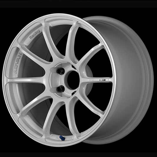 Advan RSIII 18x10.5 / +15 Offset / 5x114.3 / 73mm Bore / Racing White Metallic and Ring YA38L15EWMR